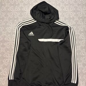 Adidas Men's Black Hoodie with White Accents